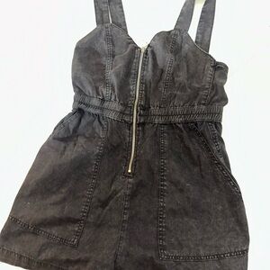 Black Denim Zip-Up Dress